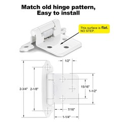 Self-Closing Cabinet Hinges 10-Pack 1/2″ Overlay Semi-Concealed White