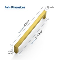 JOY DECOR 6 Pack Cabinet Handles, Gold 7-1/2 in Hole Center,