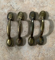VTG Keeler Brass KBC Drawer Pull 3″ Centers Spoon Foot Style, Set Of 4, Patina