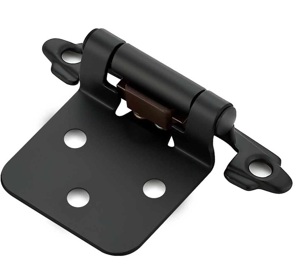 50 Pack (25 Pairs) Matte Black Cabinet Hinges Kitchen Doors, Self-Closing 1/2”