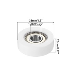 10x38x12mm Nylon Pulley Wheel White Door Window 608zz Sliding Bearing, 8 Pcs