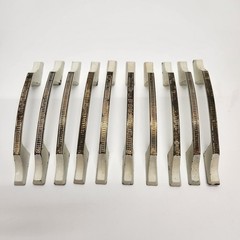 Lot of 10 Vintage Mid Century Cabinet Drawer Pulls Ivory Brass Handles Retro 5″