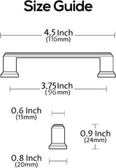 Alzassbg 15 Pack Brushed Brass Cabinet Pulls, 3-3/4 Inch(96mm) Hole Center Cabin