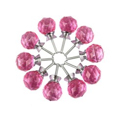 Round Shape Crystal Glass 30mm Kitchen Cabinet Door Drawer Knob Cupboard Dresser