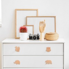 12 Sets Wooden Animal Dresser Knobs Decorative Nursery Wood Drawer Pulls with