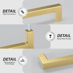 Goldenwarm 10″ Brushed Brass Cabinet Pulls 10 Pack Modern Handles