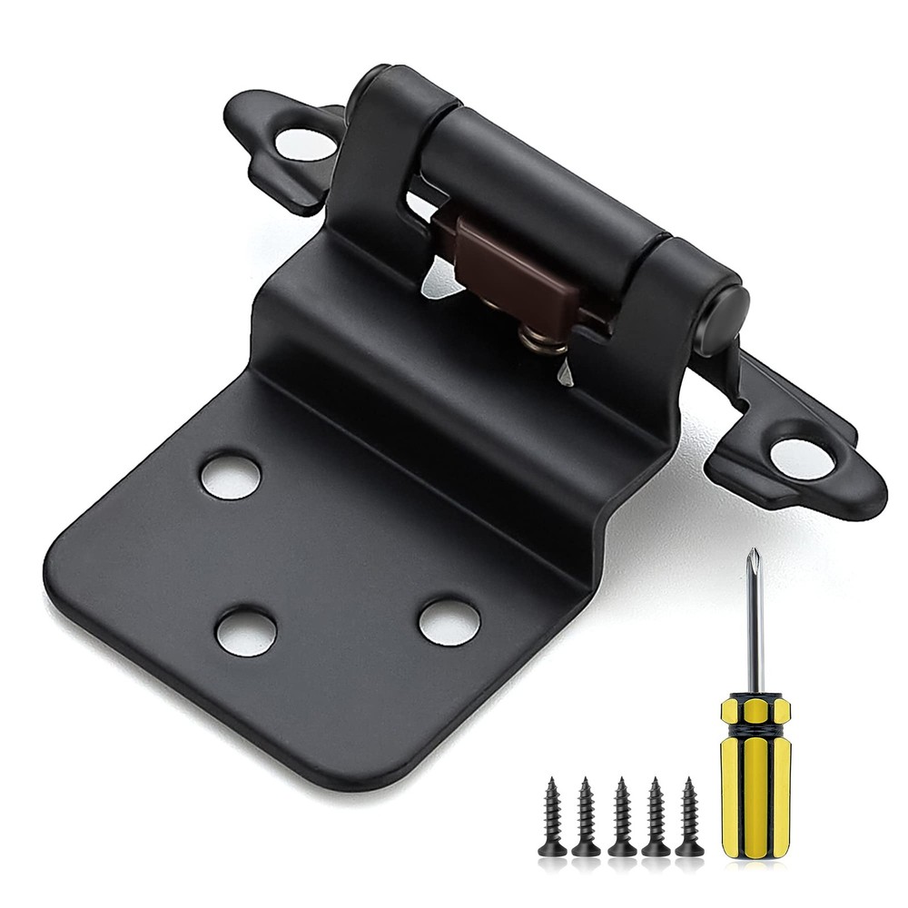 30 PCS 3/8 Inch Inset Cabinet Door Hinges Black SemiConcealed Face Mount