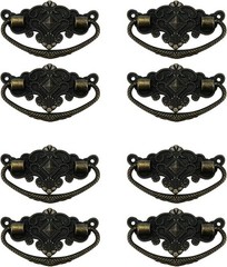 8pcs Vintage Antique Cabinet Bail Pull Handle Drop Ring Pulls 2.5″ Holes Bronze