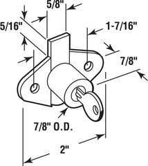 Prime-Line U 9947 Diecast Drawer and Cabinet Lock, Fits 7/8 Inch Max Panel Thick