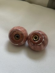 MacKenzie Childs Ceramic Swirl Knobs Pulls set of two (2) Dusty Rose