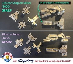 NEW Grass 1203-01 (VZ) Cabinet Hinge • 165° Opening • Full Overlay • Slide-On