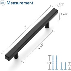 Black Cabinet Handles 15 Pack 4-1/2 inch Matte Black Square Cabinet Pulls Kit…