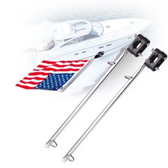 2PCS Stainless Steel Boat Clamp on 7/8″ – 1″ Rail Marine Flag Holder No Flag