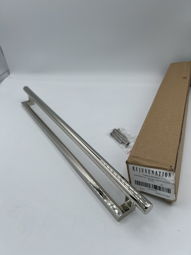 Rejuvenation Drawer Pull Polished Nickel 12 in Upton C2411 A