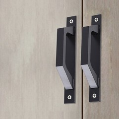 Aluminum Alloy Black Iron Barn Door Handles 2PCS for Indoor Outdoor Use