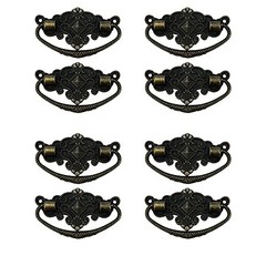 8pcs Vintage Antique Cabinet Bail Pull Handle Drop Ring Pulls 2.5″ Holes Bronze