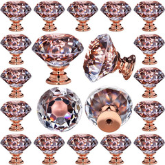 26 Pcs Crystal Rose Gold Glass Drawer Pulls 30 Mm Decorative Knobs for Kitchen B