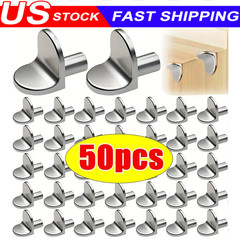50PCS Shelf Support Pegs, 5mm L Shaped Metal Bracket Pegs Wardrobes Cabinets