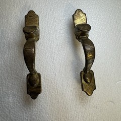 Set Of 4 VTG Brass Furniture Cabinet/ Dresser Door Thumb Pulls/ Handle 4” Tall