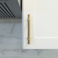 Brushed Gold Modern Kitchen Cabinet Handles Drawer Pulls Knobs Stainless Steel