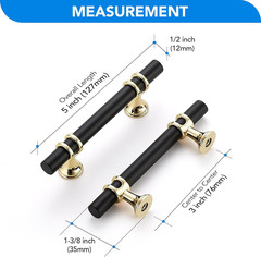 Matte Black Brass Cabinet Handles 3 Inch T Bar Drawer Pulls 30 Pack
