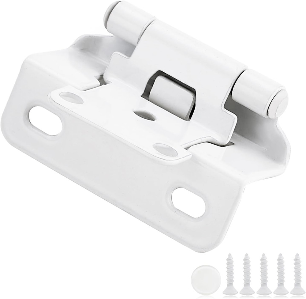 8 Pack 4 Pair White Cabinet Hinges – 1/2 Inch Overlay Kitchen Cabinet Hinges