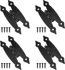 Black Antique Iron H-Shaped Cabinet Hinges 3.5 Inch Vintage Hardware 4 Pack