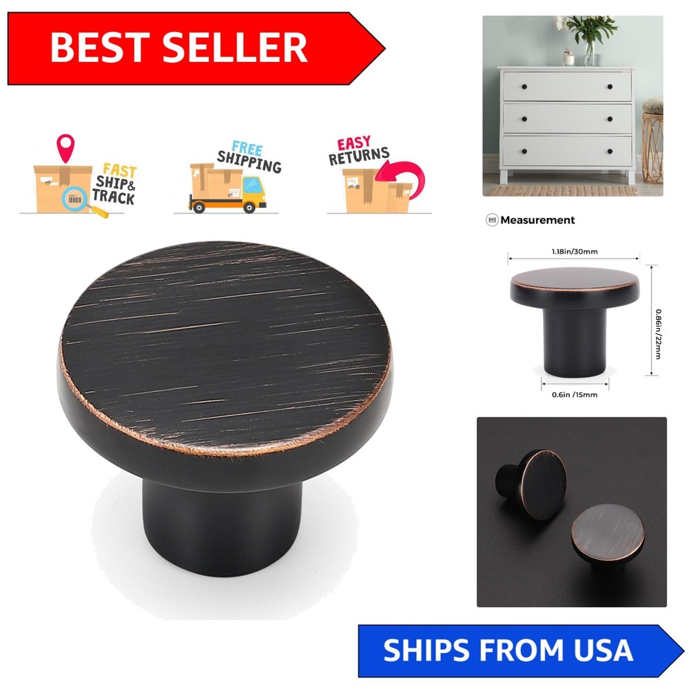 1.18 In Round Cabinet Knob in Oil Rubbed Bronze Finish – Universal Fit