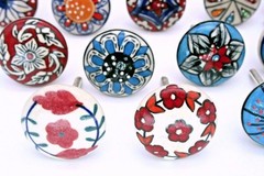 Indian Boho Handmade Seramic Door Knobs Lot of 20 Pc Cabinet Handle