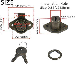 Cabinet Drawer Lock with Keys, Antique Bronze, Zinc Alloy, 1 Pack | Smooth Opera