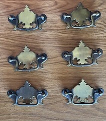 Vintage Dresser Drawer Handles DROP BAIL Hardware Pull Old Cabinet BRASS 3” CTC