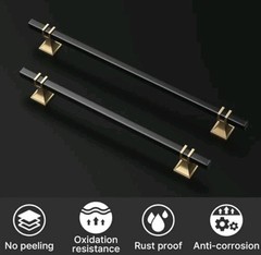 Lepatape 9 Pack Matte Black Gold Cabinet Pulls 10″ Modern Handle for Kitchen