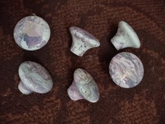 6 X Porcelain Cabinet Knobs W/Screws Purple And White LN