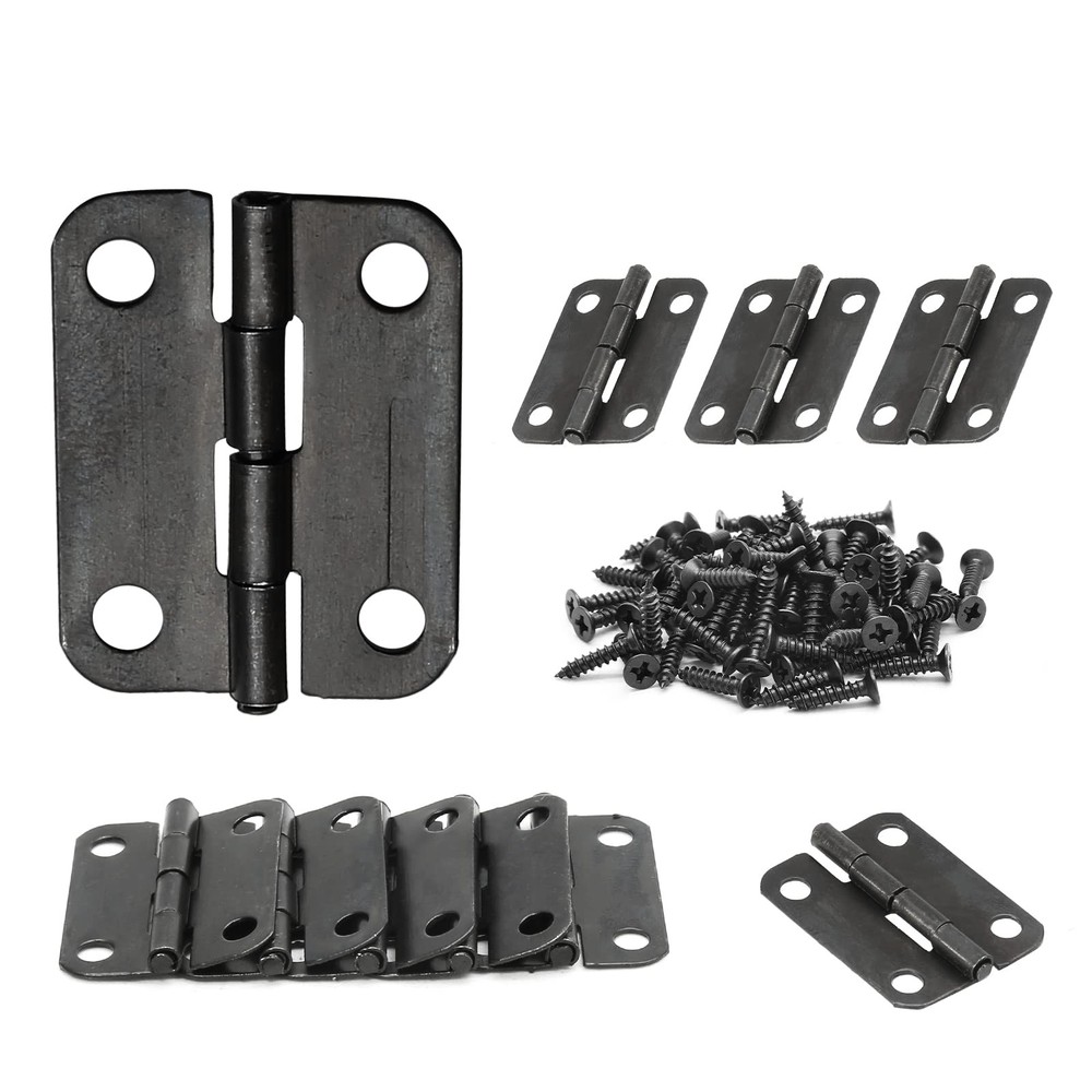 Auvotuis 48Pcs 1 Inch Length Black Metal Butt Hinges, Flat Small Door Hinge F…