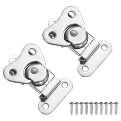 2Pcs 2.09×1.5″ 304 Stainless Steel Spring Loaded Butterfly Twist Latch Silver