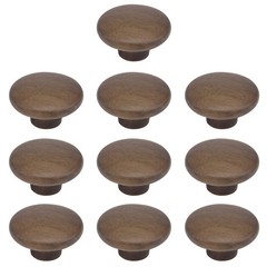 MY MIRONEY 10PCS Round Wood Drawer Knobs Walnut Kitchen Cabinet Knob Brown