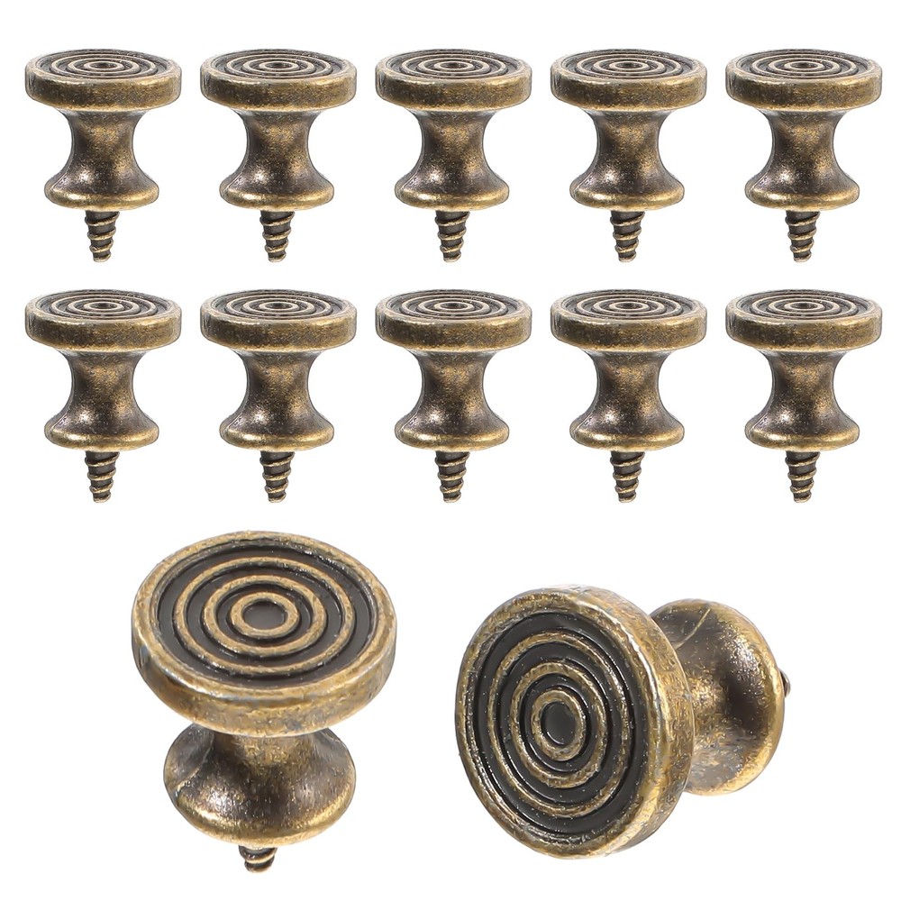 Trinkrittey 10pcs Mini Antique Self-Tapping Drawer Knobs 0.59×0.79