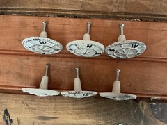 Set of 6 Distressed White Cast Iron Compass Rose Drawer Pulls…Ships Free!