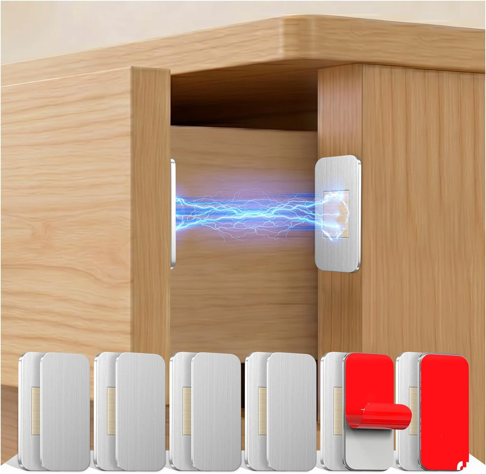 6 Pack Magnetic Cabinet Door Catch, Ultra Thin Cabinet Door Magnets, Adhesive Dr