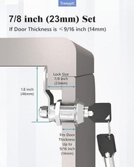RV Storage Locks, 7/8” Camper 7/8 inch, 2 Locks with 4 Keyed Alike CROME