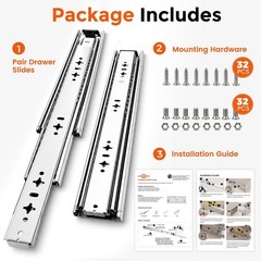 40 Inch Heavy Duty Drawer Slides, Full Extension, 250 lb Capacity, 1 Pair