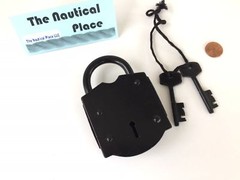 4″ Large Heavy Duty Iron Lock and Keys ~ Old Vintage Antique Style Police Jailer