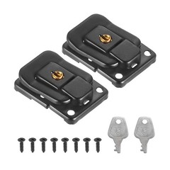 2Pcs Suitcase Lock Hasp 1.6″x1.10″ Iron Toggle Catch Latch with Key/Screw Black
