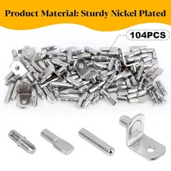 RAINFLOW Shelf Pegs Pins Kit – 104 Pieces Nickel Plated Support Pins…