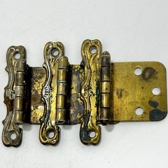 Vintage Ornate Brass Cabinet Hinges Set 3 Decorative Furniture Hardware