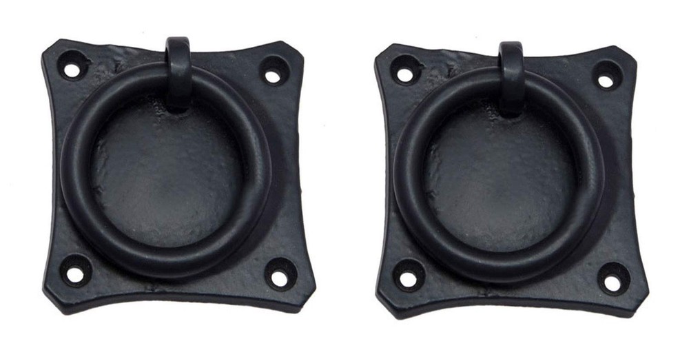 “Pethahiah” Antique Cast Iron Cabinet Ring Drop Pulls (2.5″ x 2 Pack, Matte B…