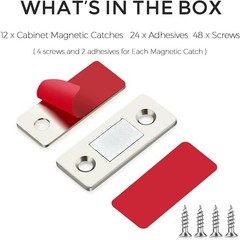 12 Pack Ultra Thin Cabinet Door Magnet Catch Stainless Steel Drawer Latch Adhesi