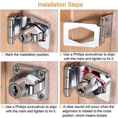 2pcs 3″ Keyed Alike Hasp Lock 90 Degree Chrome Plated Twist Knob Silver