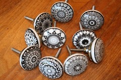 Vibrant Geometric Ceramic Drawer Pull Knobs Lot of 10