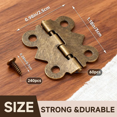 60Pcs 1.2In Antique Cabinet Door Hinges with Screws, Bronze Butterfly Style, Sma